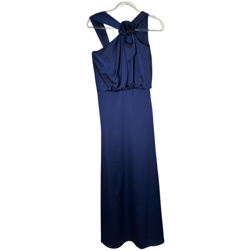 Max & Cleo Blue Halter Cocktail Gown - Picture 5 of 9